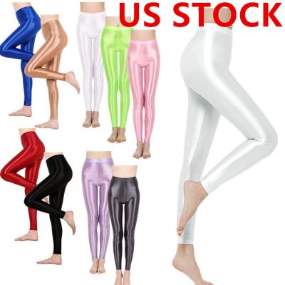 US Women Athletic Workout Pantyhose Yoga Gym Pants Tight Pants Pants Shiny Pants